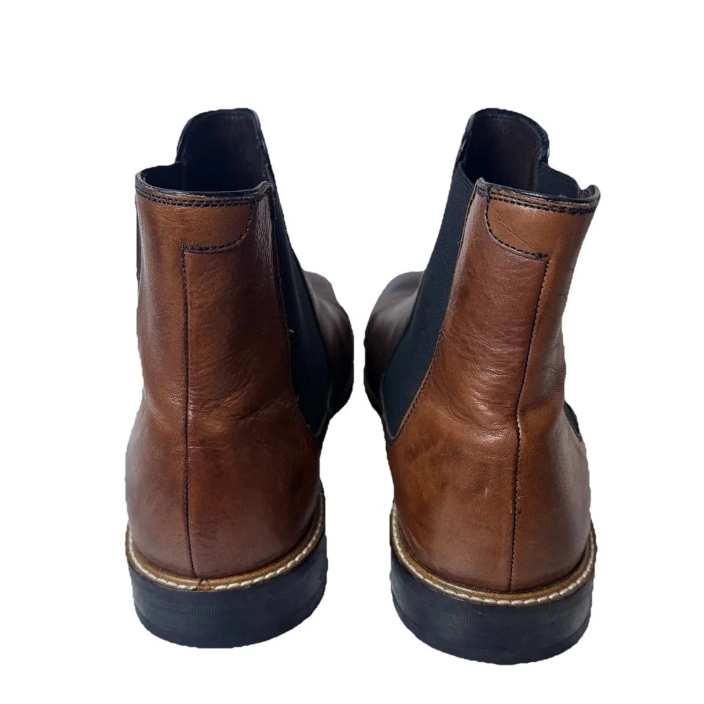 Bacco Bucci Mens Chelsea Ankle Boots Leather Slip On Dress Casual Brown Size 12M